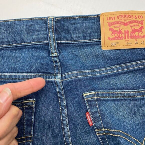 Levi’s Boys 502 Regular Taper Jeans Sz 12 REG 26 X 26 Adjustable Waist - Picture 4 of 16